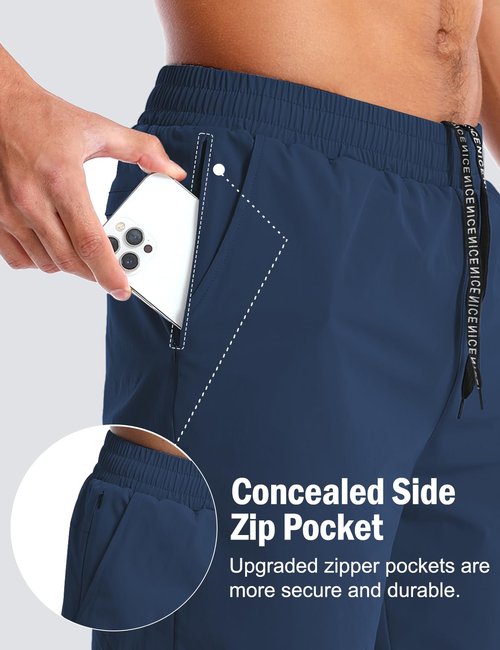 Aolesy Men’s 2 in 1 Running Shorts 5 Inch Quick Dry Workout Gym Shorts with Pockets Tennis Training Athletic Shorts with Liner for Men Navy Blue
