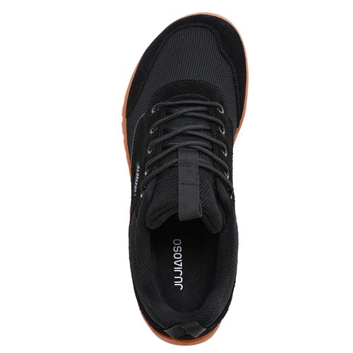 JUJIAOSO Unisex Wide Barefoot Shoes for Men Women Outdoor | Zero Drop | Wide Width Fashion Sneaker Minimalist Walking Shoes(Black/Brown,Women 12/Men 11)