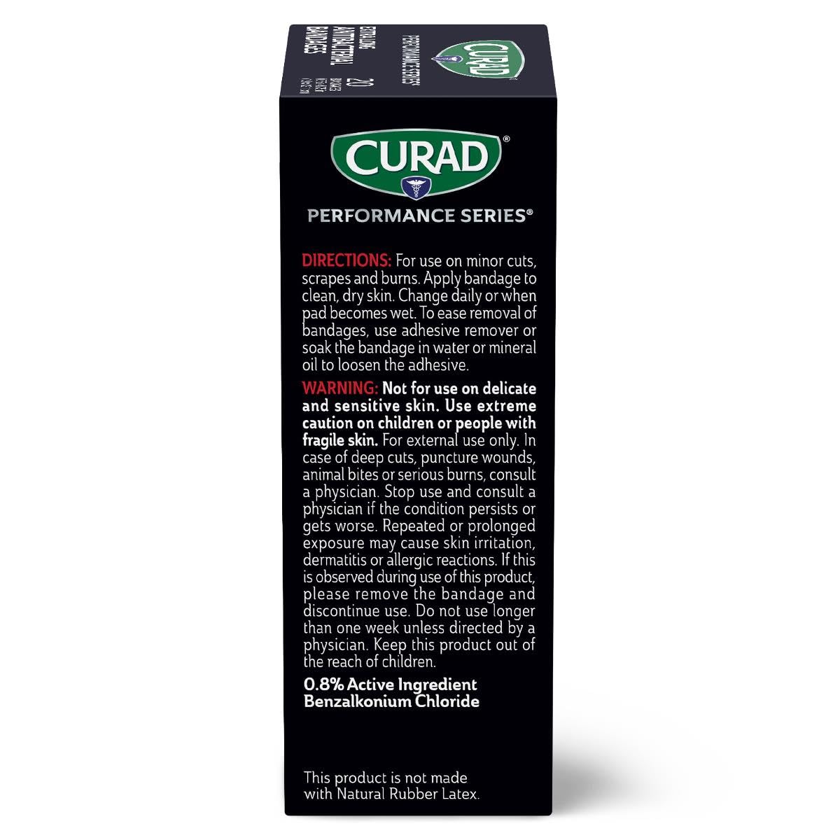CURAD Performance Series Antibacterial Bandages, Extra Long, 0.75" x 4.75", 60 Count
