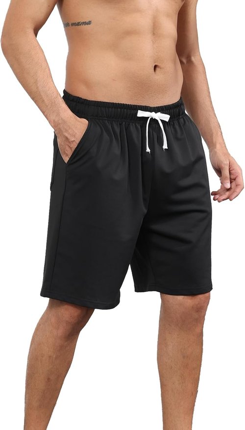 JIHUILAI Men's Sweat Shorts - 7" Drawstring Elastic Waist Gym Shorts | Casual Athletic Joggers with Pockets, S-3XL
