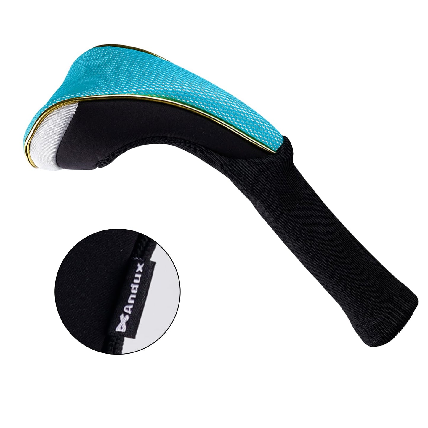 Andux 5Pcs/Set Gold Golf 460cc Driver Fairway Woods Hybrids Club Head Covers MT/ZH15 Light Blue
