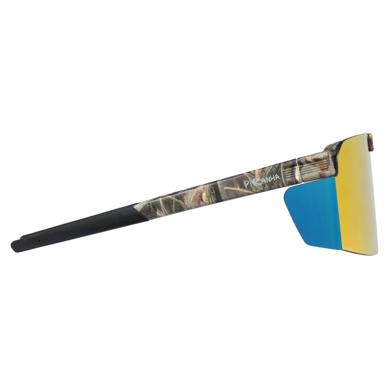 Piranha Eyewear Backcountry Flip Up Shield Sunglasses for Men with Red Mirror Lenses and Peripheral Coverage