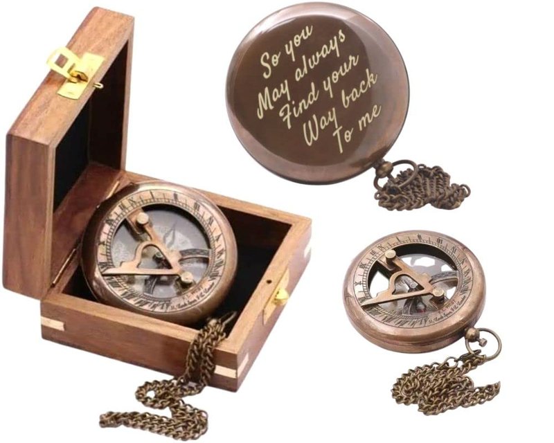 So You Can Always Find Your Way Back Home, Brass Compass Personalized Engraved Romentic Gifts for Men