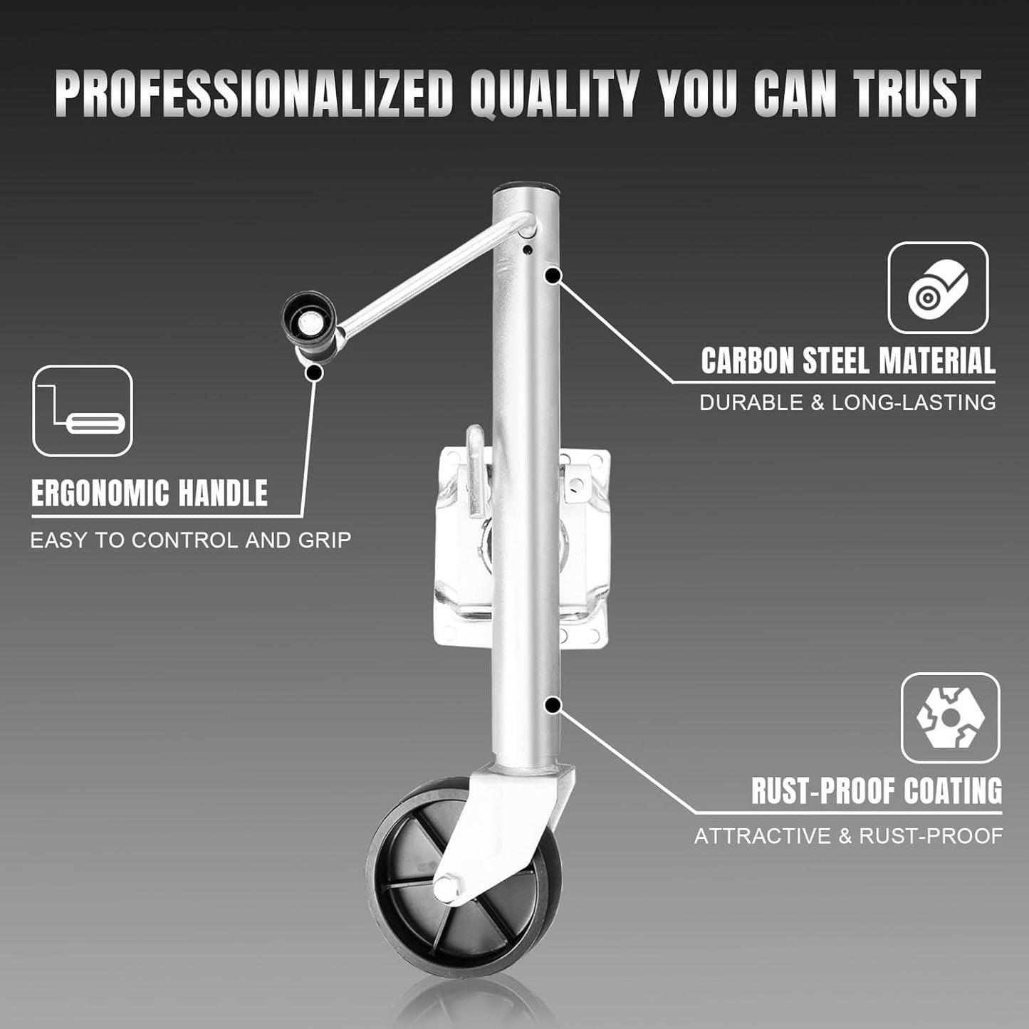 Road DAWG Trailer Jack - Heavy Duty Swivel Design with Wheel | 1000lbs Capacity, 10" Lift