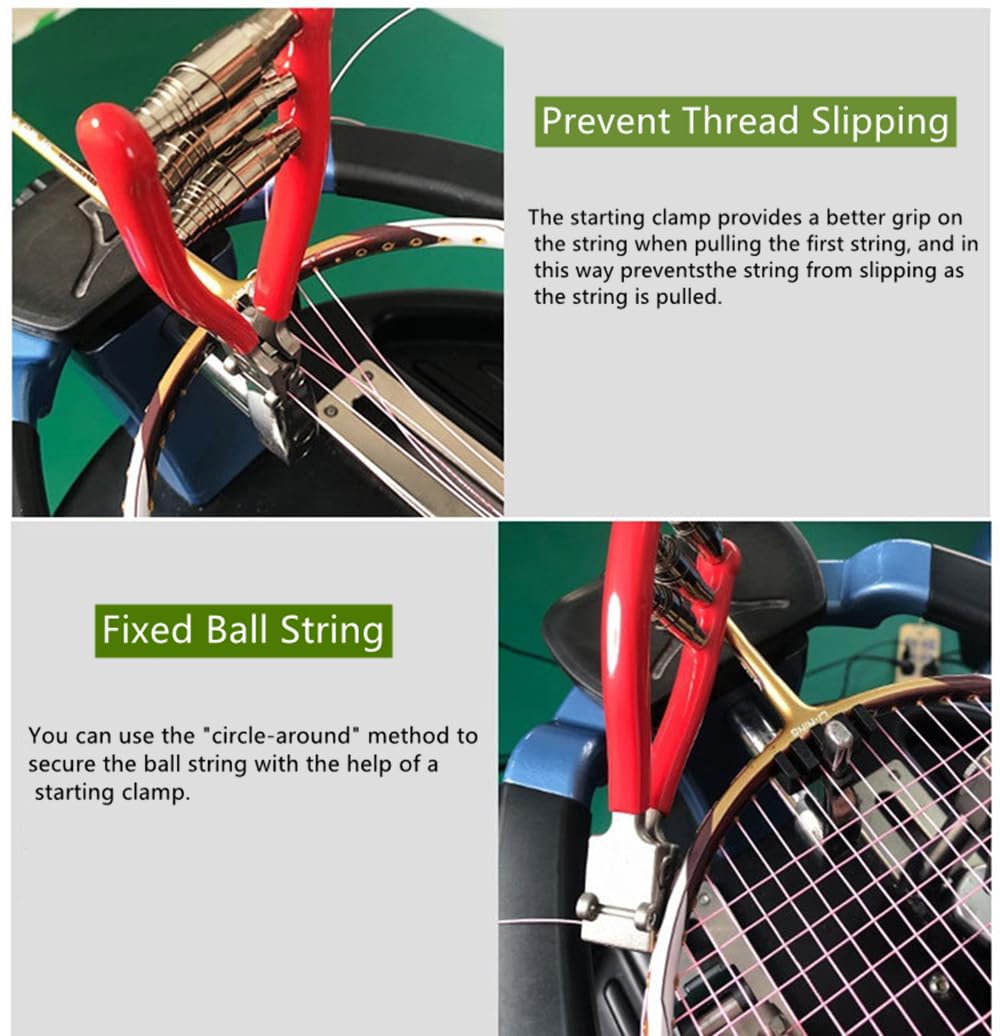 Stringing Starting Clamp 3-Spring for Tennis & Badminton Racket, Zinc Alloy Racquet Line Clamp with Thread Protection,Holding The Racquet Line for Threading Work,Essential Tool for Stringers
