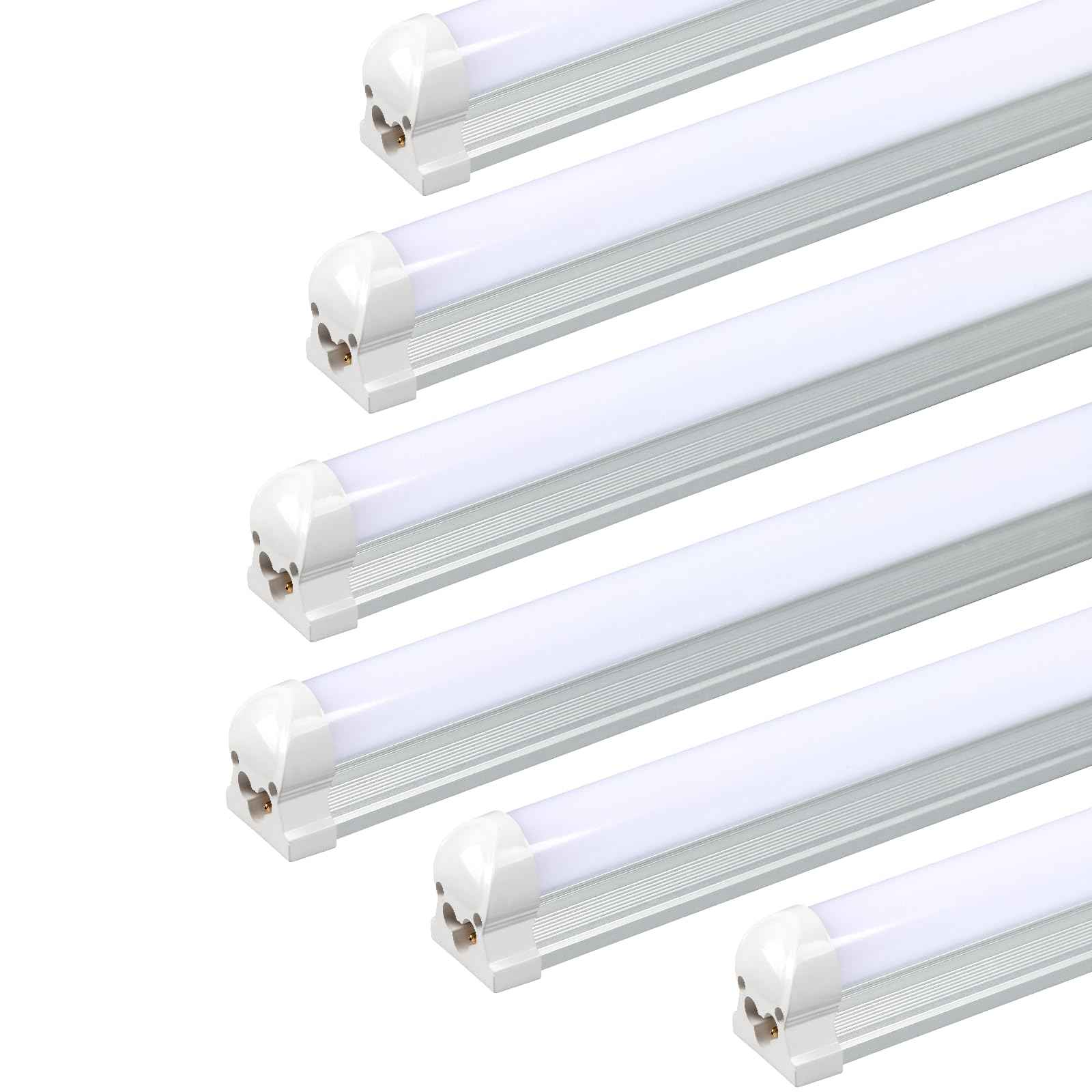 Zi-ZOHNSON 6 Pack 4FT LED Shop Light for Workshop,30W 3600LM 5000K,T8 Light Tube Bulbs Double Rows,Milky Cover,High Output,LED Shop Lights for Garage,Warehouse Basement, Garage