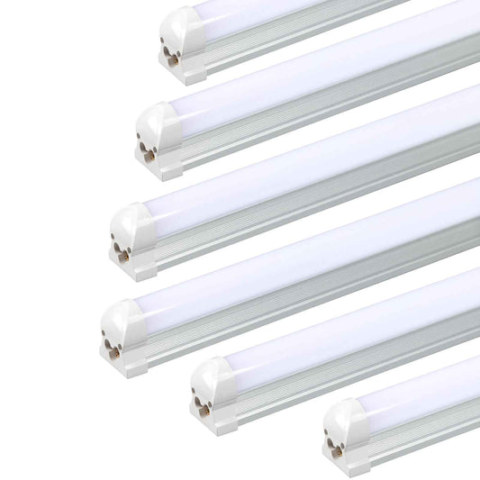 Zi-ZOHNSON 6 Pack 4FT LED Shop Light for Workshop,30W 3600LM 5000K,T8 Light Tube Bulbs Double Rows,Milky Cover,High Output,LED Shop Lights for Garage,Warehouse Basement, Garage