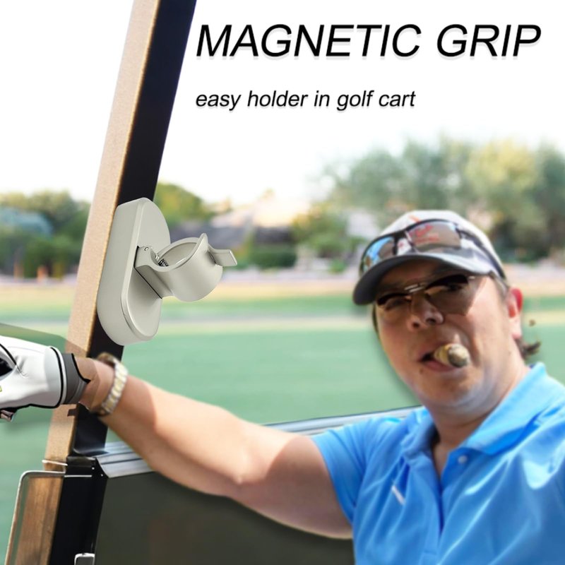 Cimidore Magnetic Golf Holder Clip for Golf Cart, Stand Clip Hold 30-60 Rings, Golf Gifts for Golfers(Silver Plating)