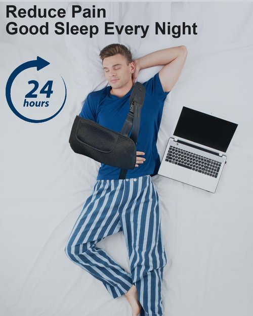 DouHeal Arm Sling, Upgraded Straps, Ultimate Comfort, Convenient Pocket, Arm Sling Shoulder Immobilizer for Shoulder Injury, Elbow Injury, Wrist Injury, Fractured Bones, Rotator Cuff Support (L)