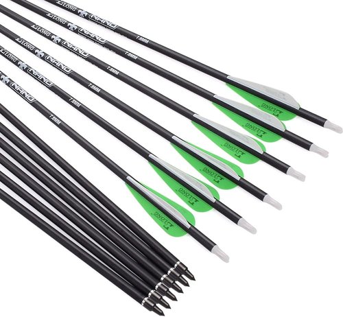 Archery Bow Carbon Arrows - Hunting Target Practice with Removable Tips | 26, 28, 30 Inch, Spine 500, 6PCS/12PCS
