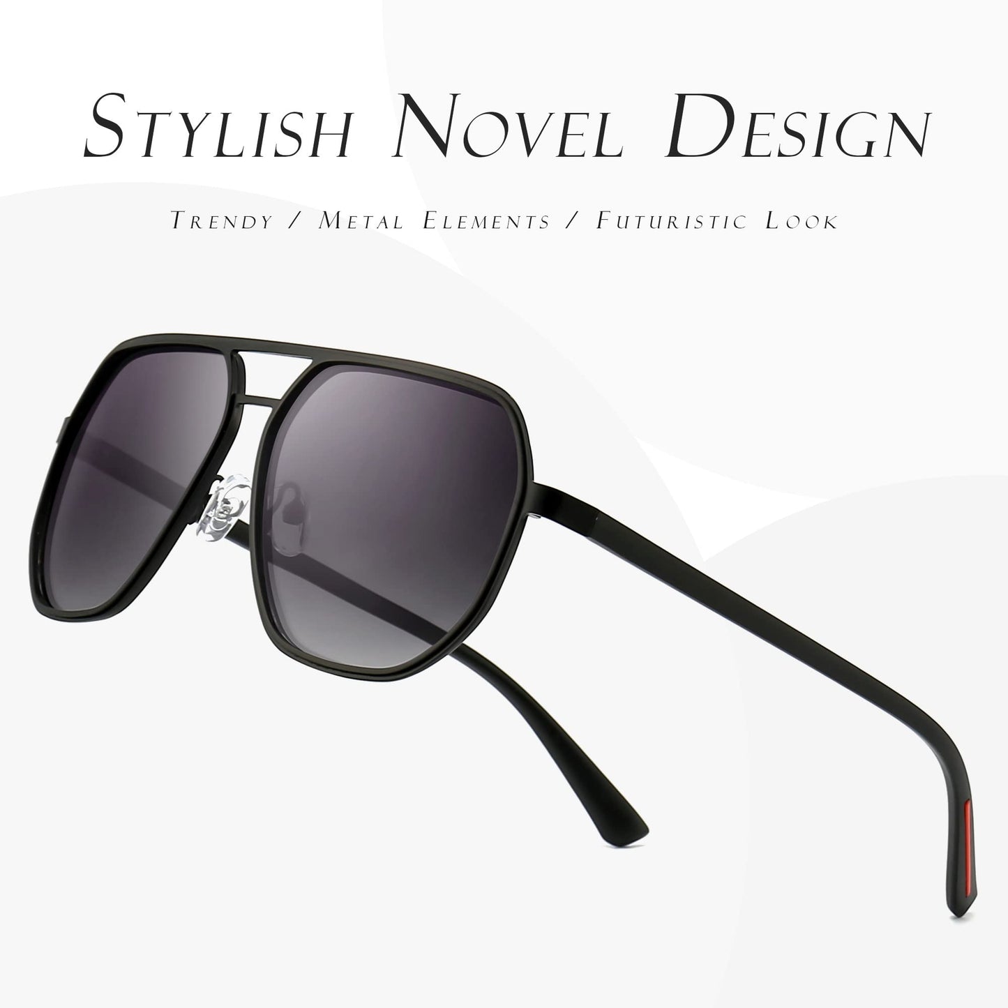 SUNGAIT Polygon Aviator Sunglasses for Men Polarized Trendy Square Sun Glasses Retro Pilot Shades UV Protection
