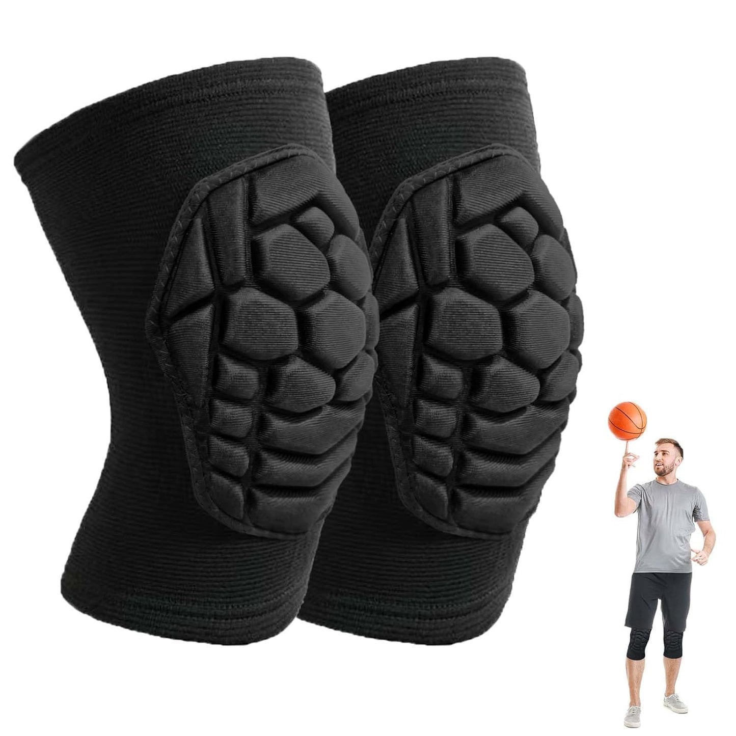 Skiennix Knee Pads - Soft Elastic Compression Sleeves for Skating, Soccer, Yoga | Black, Large