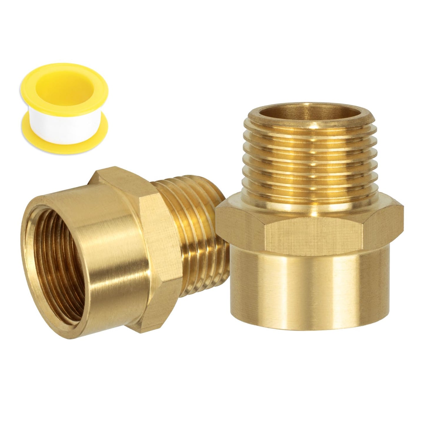 G 1/2 (BSP) Female Thread to US 1/2 NPT Male Thread Brass Pipe Fitting Adapter,G to NPT Adapter 1/2 Inch Converter Connector（2 Pack）