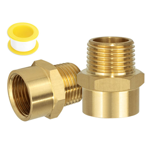 G 1/2 (BSP) Female Thread to US 1/2 NPT Male Thread Brass Pipe Fitting Adapter,G to NPT Adapter 1/2 Inch Converter Connector（2 Pack）