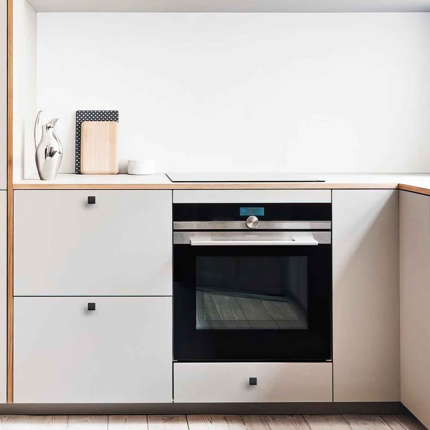 Ravinte 10 Pack 1-3/16 Inch Matte Black Kitchen Square Cabinet Knobs Solid Drawer Pulls Black Single Hole Kitchen Cabinet Hardware Knobs for Cabinets and Drawers