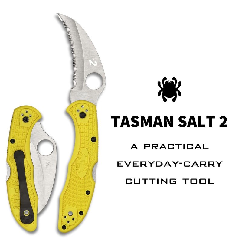 Spyderco Tasman Salt 2 Lightweight Knife with 2.91" H-1 Ultra-Corrosion Resistant Steel Blade and Yellow FRN Handle - SpyderEdge - C106SYL2