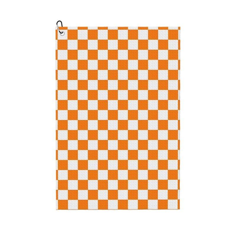 Ylcavgz Orange White Checkered Pattern Golf Towels, Ultra-Fine Fiber Premium Towels, Men's and Women's Golf Gifts