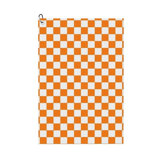 Ylcavgz Orange White Checkered Pattern Golf Towels, Ultra-Fine Fiber Premium Towels, Men's and Women's Golf Gifts