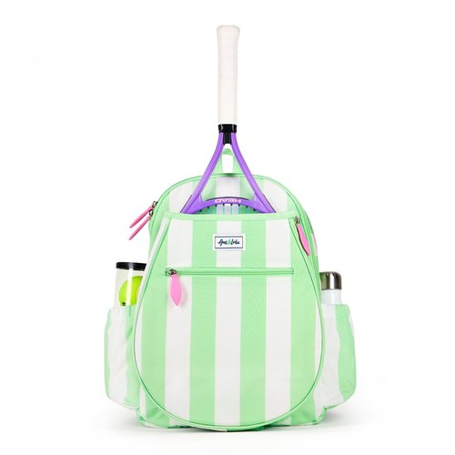Ame & Lulu Jr. Love Tennis Backpack (Mint/White Cabana Stripe)