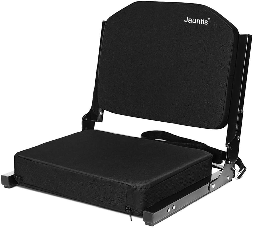 Ultra Comfy Stadium Seats by [Brand Name] - Padded Foam Bleacher Chairs with Back Support | Portable Black