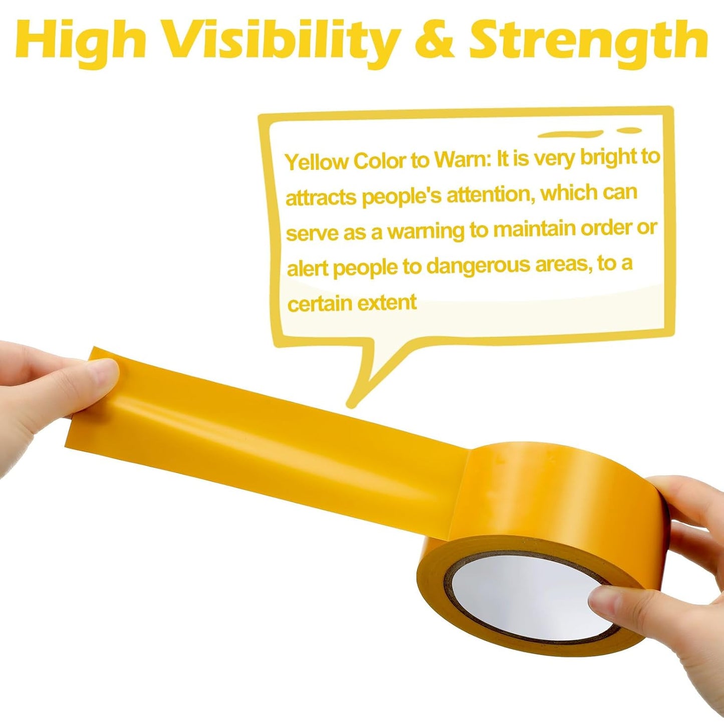 Outus Floor Marking Tape - Durable 2" Yellow Non-Abrasive Tape for Social Distancing | 100' Length, 9 Rolls