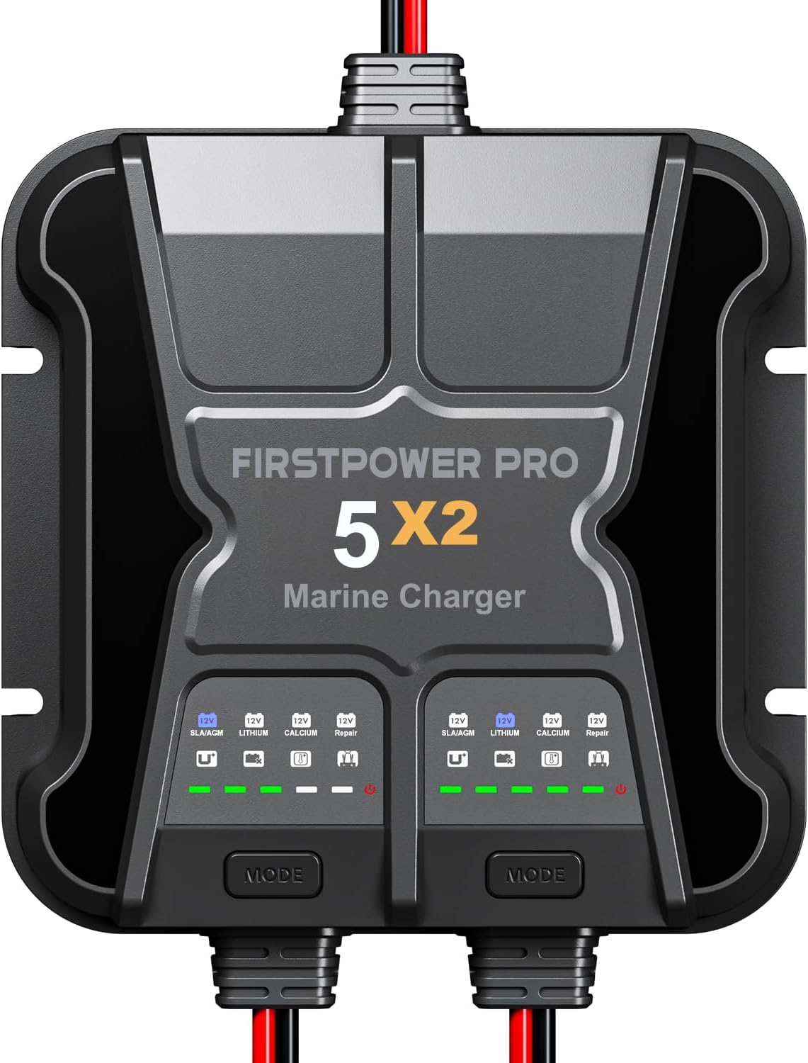 2 Bank Marine Battery Charger - 10A Waterproof Onboard Maintainer for SLA/AGM & Lithium Batteries