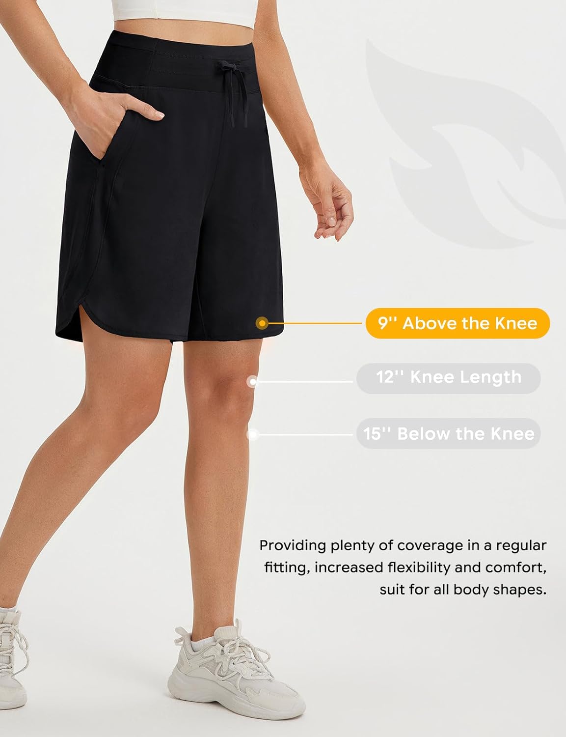 Baleaf Women's Athletic Bermuda Shorts - Quick Dry, High Waisted, Knee Length with Pockets, UPF 50+