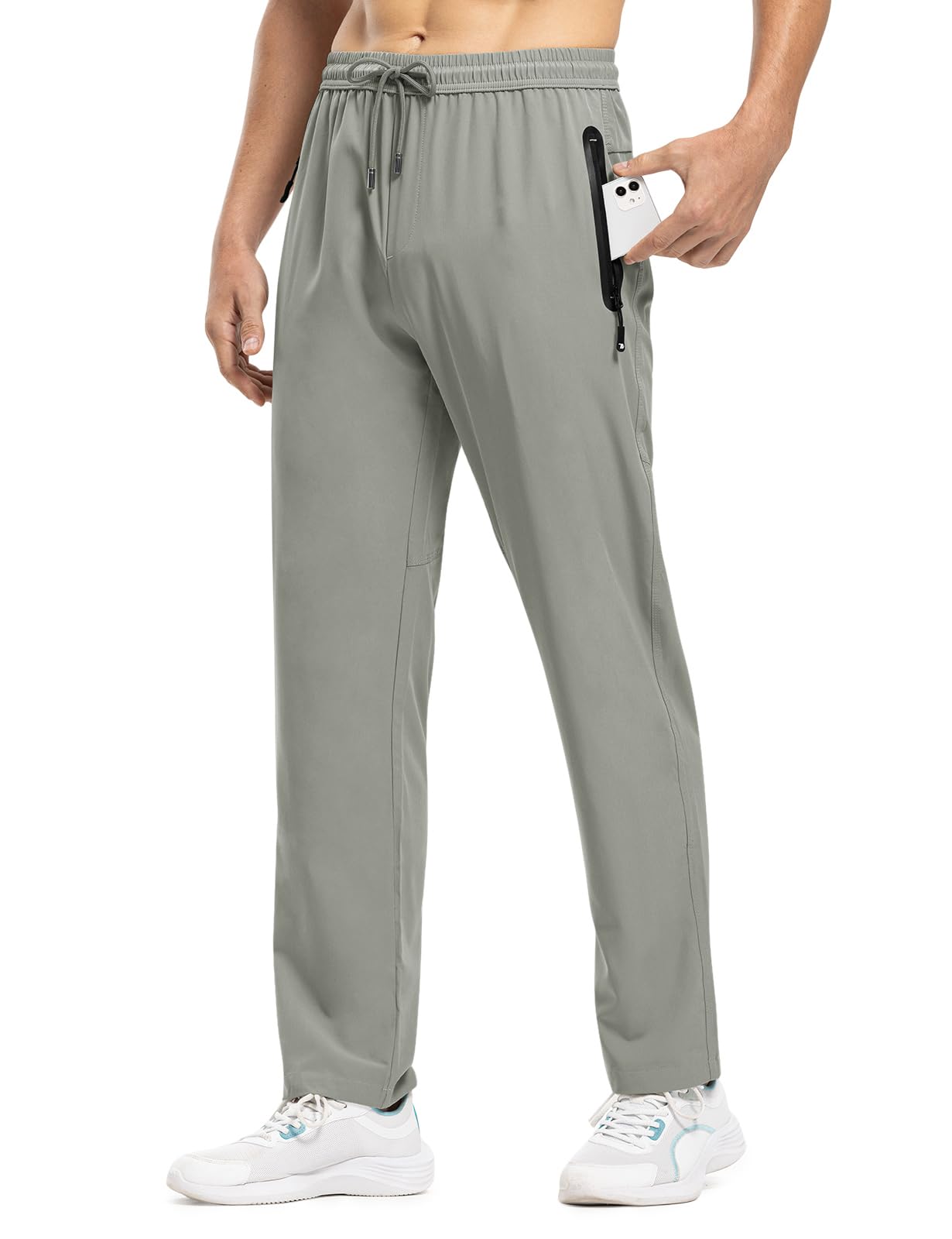 TBMPOY Men's Lightweight Hiking Pants Athletic Workout Pant Quick Dry Sweatpants Fishing Running Active Casual Medium Grey XL
