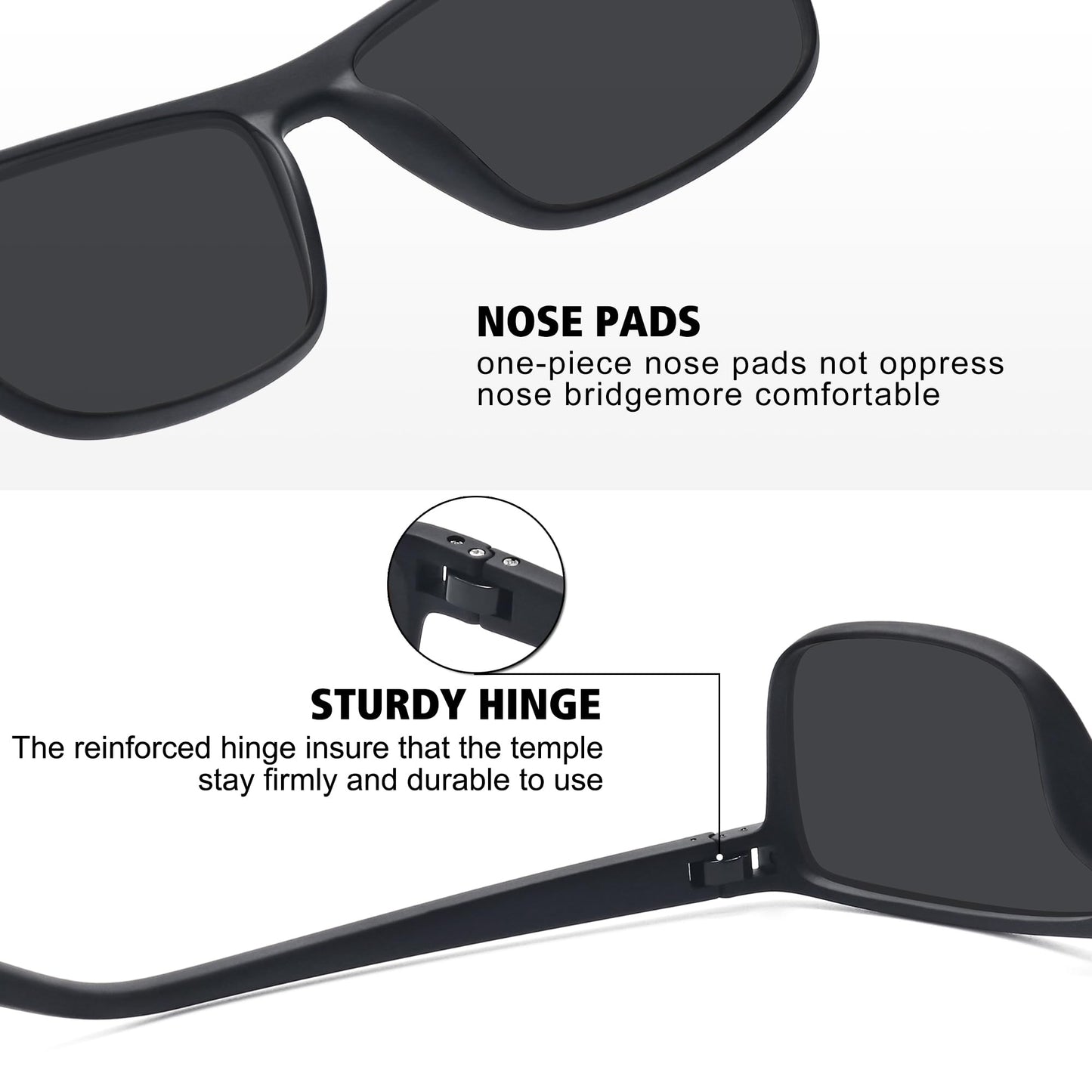 STORYCOAST Polarized Sunglasses for Men Women Classic Square Sports Fishing Running Golf Sun Glasses UV Protection 3Pack-Black+Black+Black