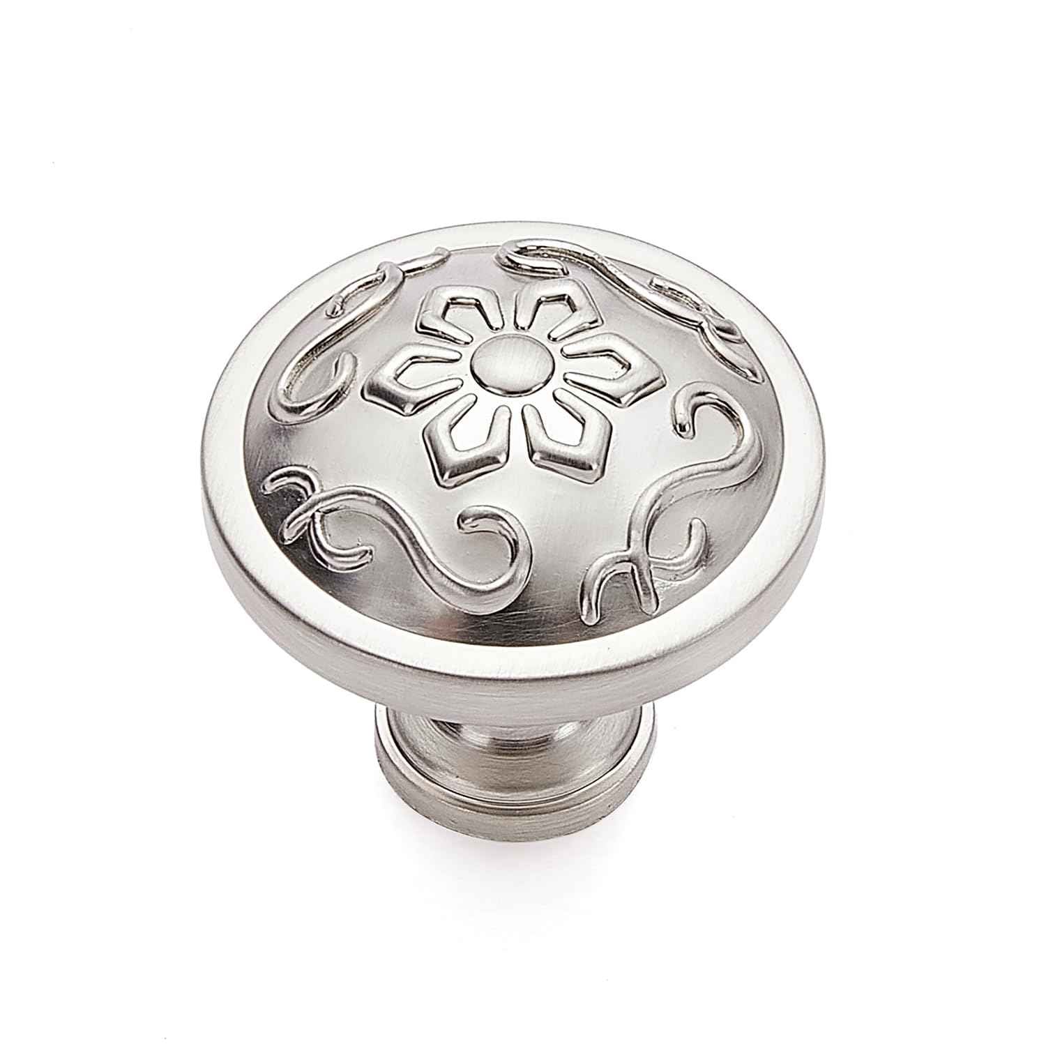 YCSJ Round Drawer Knobs and Pulls - 10 Pack / 1.26 Inch, Brushed Nickel Knobs, Modern Drawer Knobs for Office Cabinets, Bathroom Cabinet Knob, Kitchen Decorative Hardwares