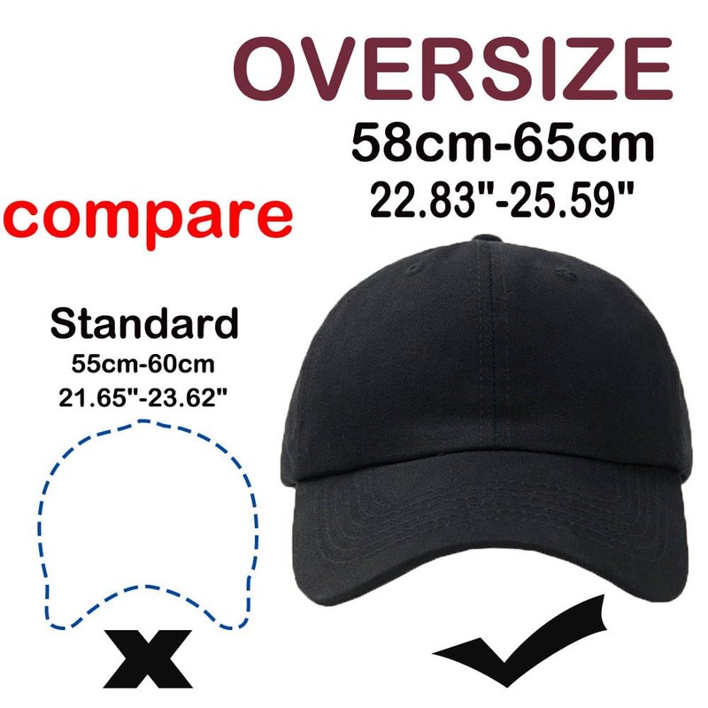 Oversize XXL Baseball Hats for Men and Women, Large Hats for Big Head 2Pack Black