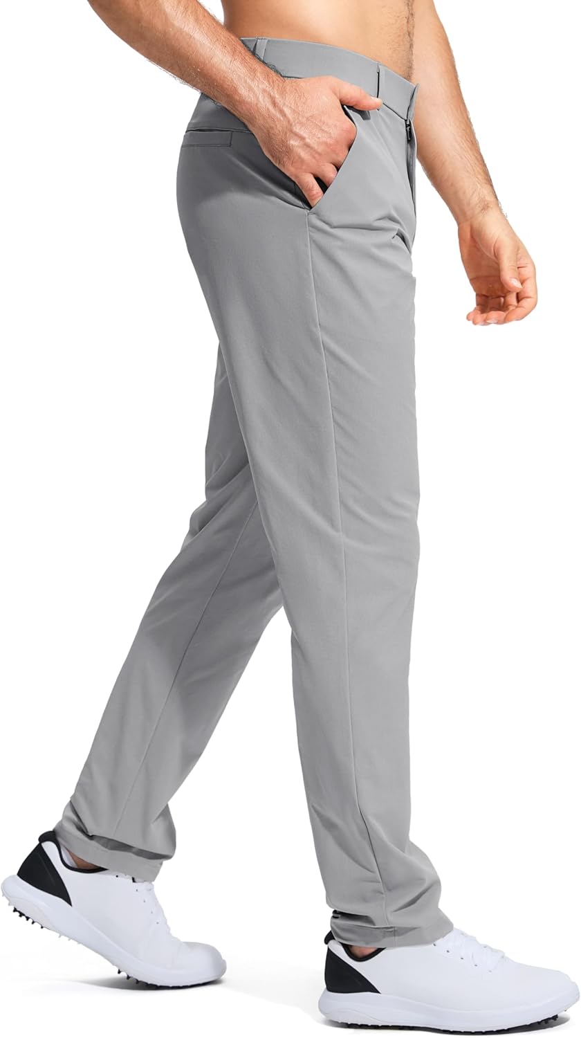 Pudolla Men's Golf Pants - Lightweight Quick-Dry Stretch Trousers | Comfy Casual Slacks with Pockets (30"/32"/34")
