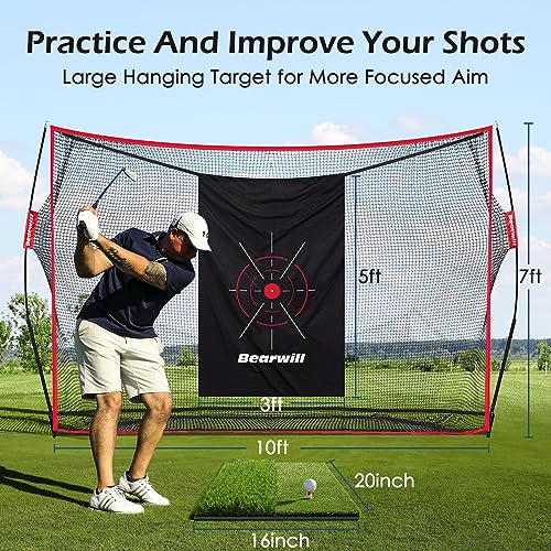 10x7ft Heavy Duty Golf Practice Net with Mat and Accessories