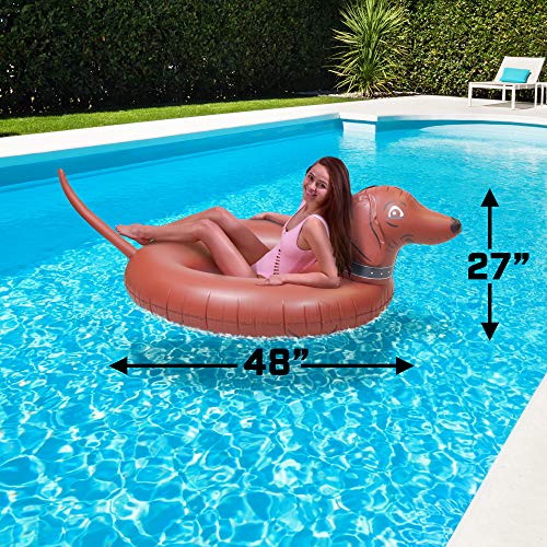 Inflatable Wiener Dog Party Tube Float - 4ft Summer Pool Raft for Adults & Kids