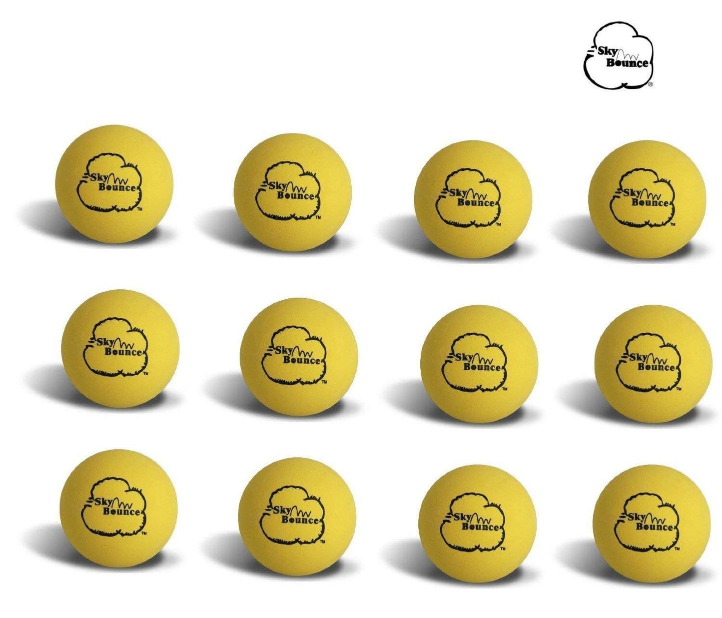 Sky Bounce Color Rubber Handballs for Recreational Handball, Stickball, Racquetball, Catch, Fetch, and Many More Games, 2 1/4-Inch, Yellow, 12 Count