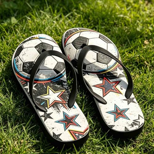 USA Soccer Flip Flops - American Flag Eagle Sandals - 6.5-7 Women/5.5-6 Men