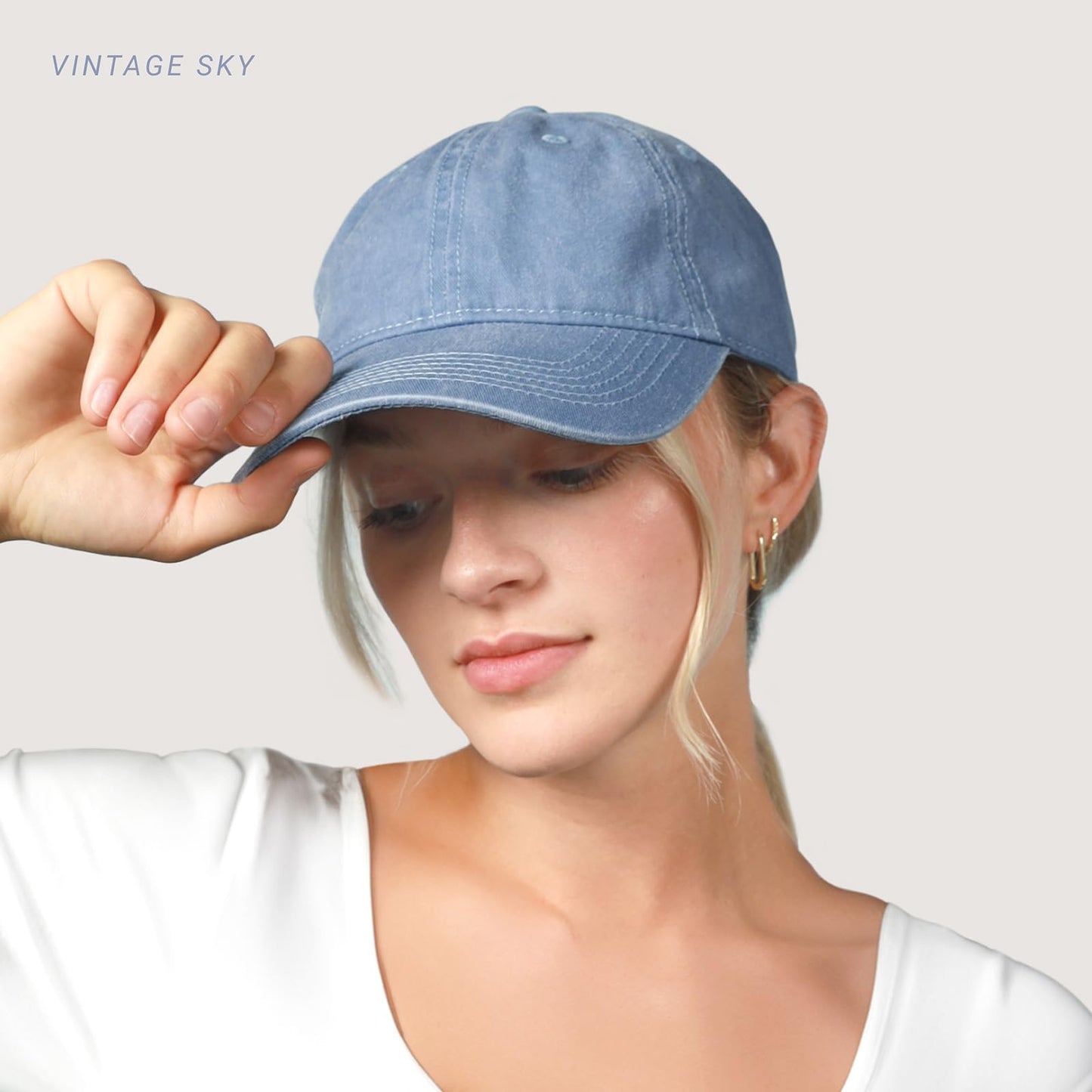 CHOK.LIDS Everyday Vintage Baseball Cap for Men and Women Unisex Adjustable Lightweight Polo Style Curved Brim (Vintage Royal)
