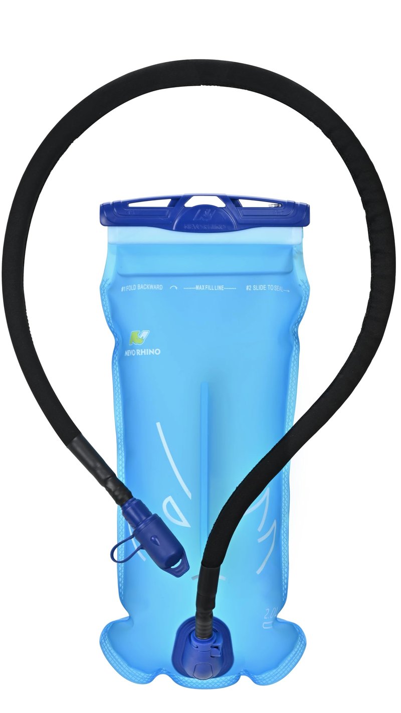 N NEVO RHINO Hydration Bladder 2L with Bladder Insulator, Water Bladder for Hiking Backpack, Leakproof Water Pouch, BPA-Free Water Reservoir Hydration Pack for Hiking Running Camping Cycling Skiing