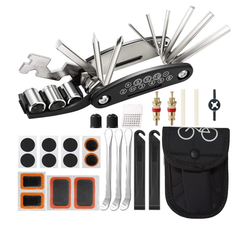 Zuobeiyi Bike Repair Kit - 16 in 1 Bike Multitool with Tire Levers Hex Spoke Wrench for Road Mountain Bikes Cycling Maintenance, 27 Pieces