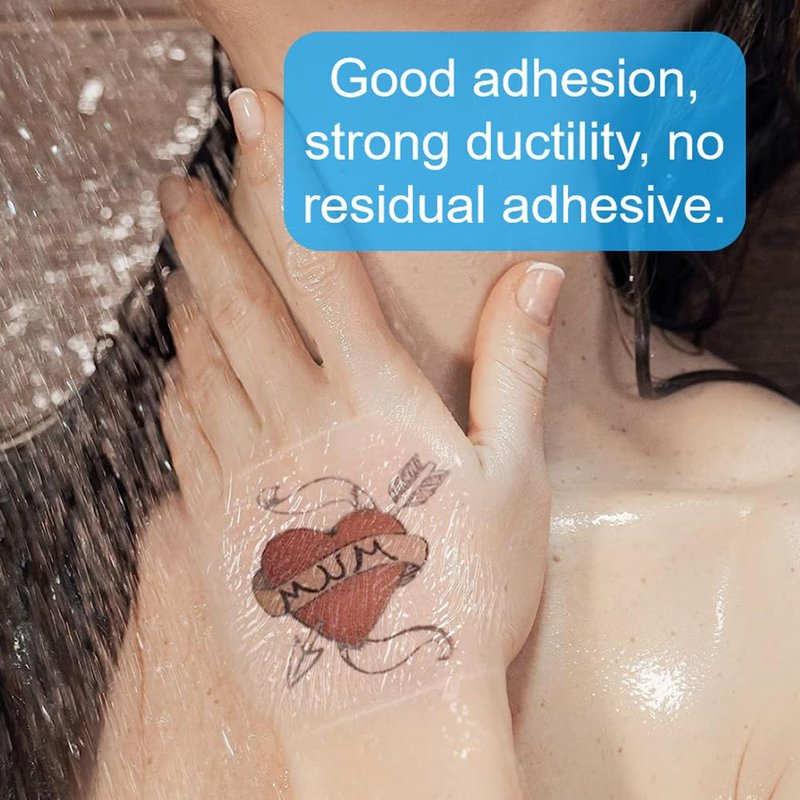 OBTANIM 50 Sheet Transparent Waterproof Stretch Adhesive Bandage Clear Film Dressing Bandages Tape Cover for Tattoo Shower Swimming Protector (8 x 8 Inch)