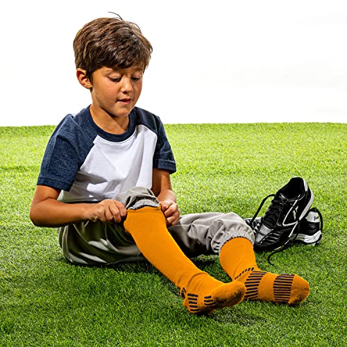 Youth Baseball & Softball Socks - Tall Sports Socks - Small Yellow/Orange