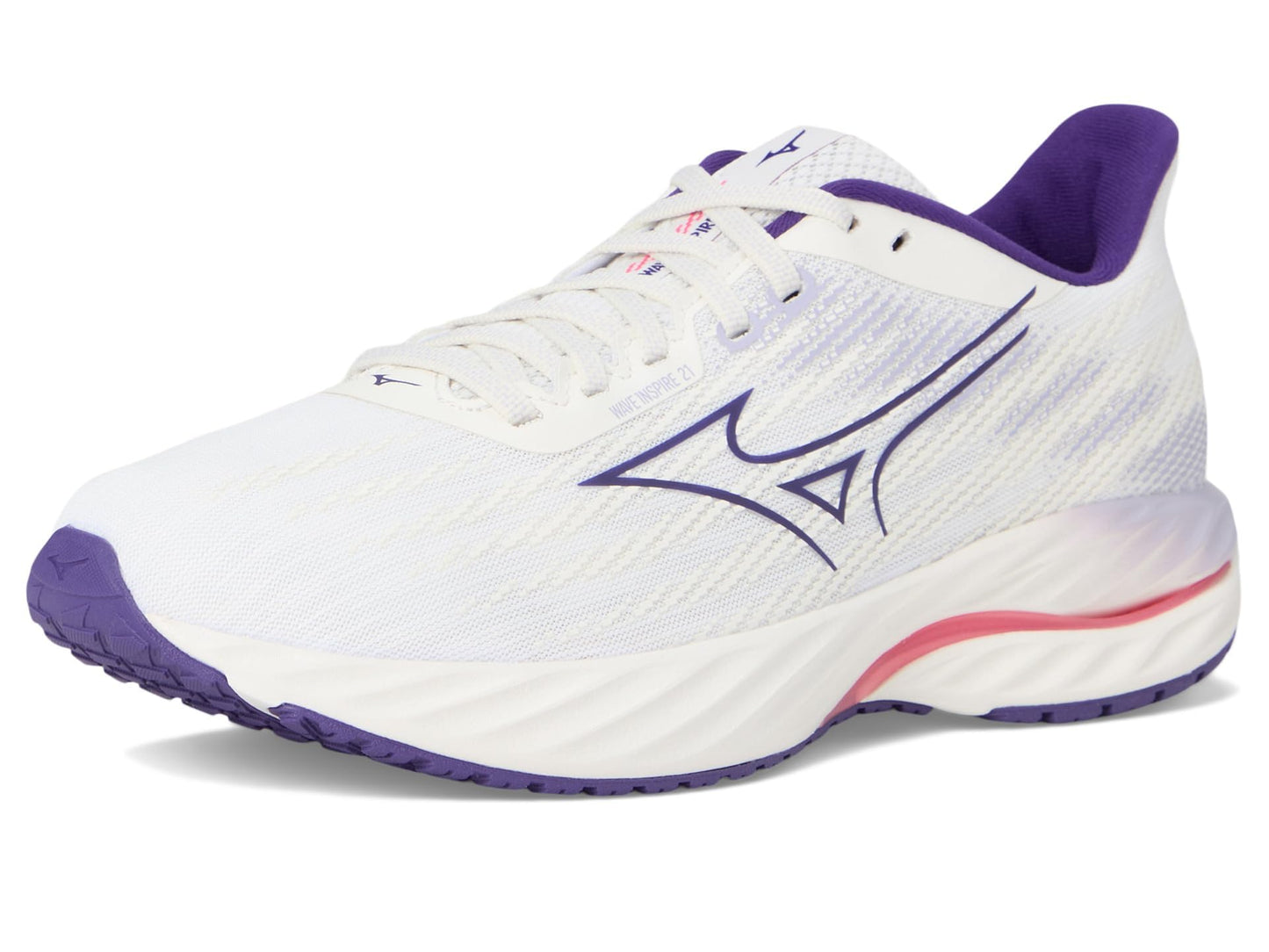 Mizuno Women's Wave Inspire 21 Running Shoe | Support Road-Trail Runner | White-Vintage Indigo | US Womens 8