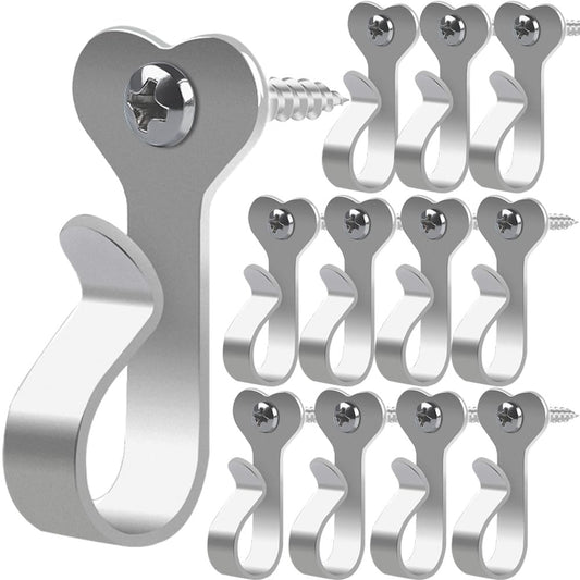 Dreecy String Light Hooks for Outside Stainless Steel Outdoor Lights Hanger Hooks for Outdoor String Lights Outdoor Screw Hooks for Christmas Party Easy Release Wire and Fairy Led Lights, 20 Packs