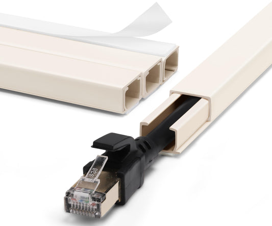 ZhiYo Cord Hider Wall for One Cord, 68in Cord Covers for Wires on Wall, Easy Install Cable Cover Wall, Cable Raceway Hide Cords, Cable Hider Cord Management Wall, 4X L17in W0.6in H0.4in Beige