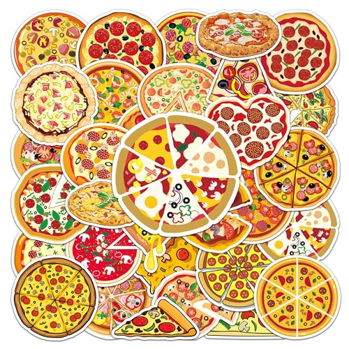 50PC Pizza Stickers Pack - Waterproof Vinyl Decals for Kids & Teens