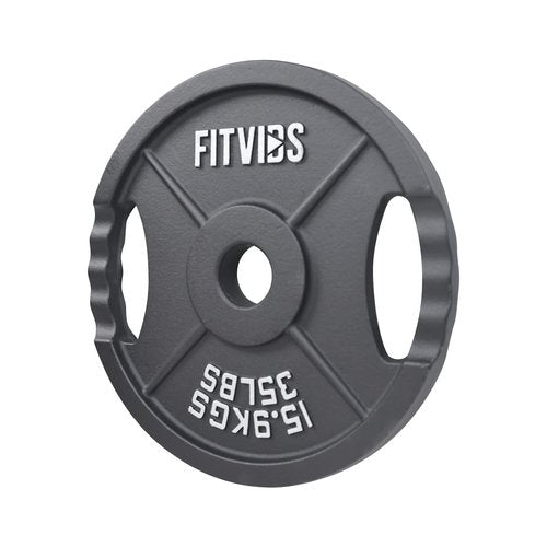 Signature Fitness Cast Iron Plate Weight Plate for Strength Training and Weightlifting, 1-Inch Center (Standard), 35LB (Set of 2)