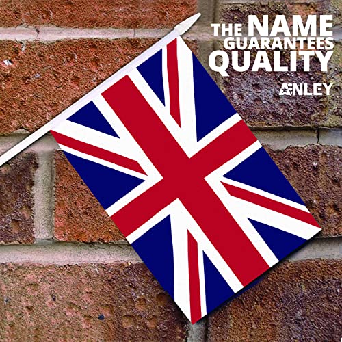 Mini Union Jack Flags - 12 Pack Handheld British Flags - 5.5x8 Inch with Stick