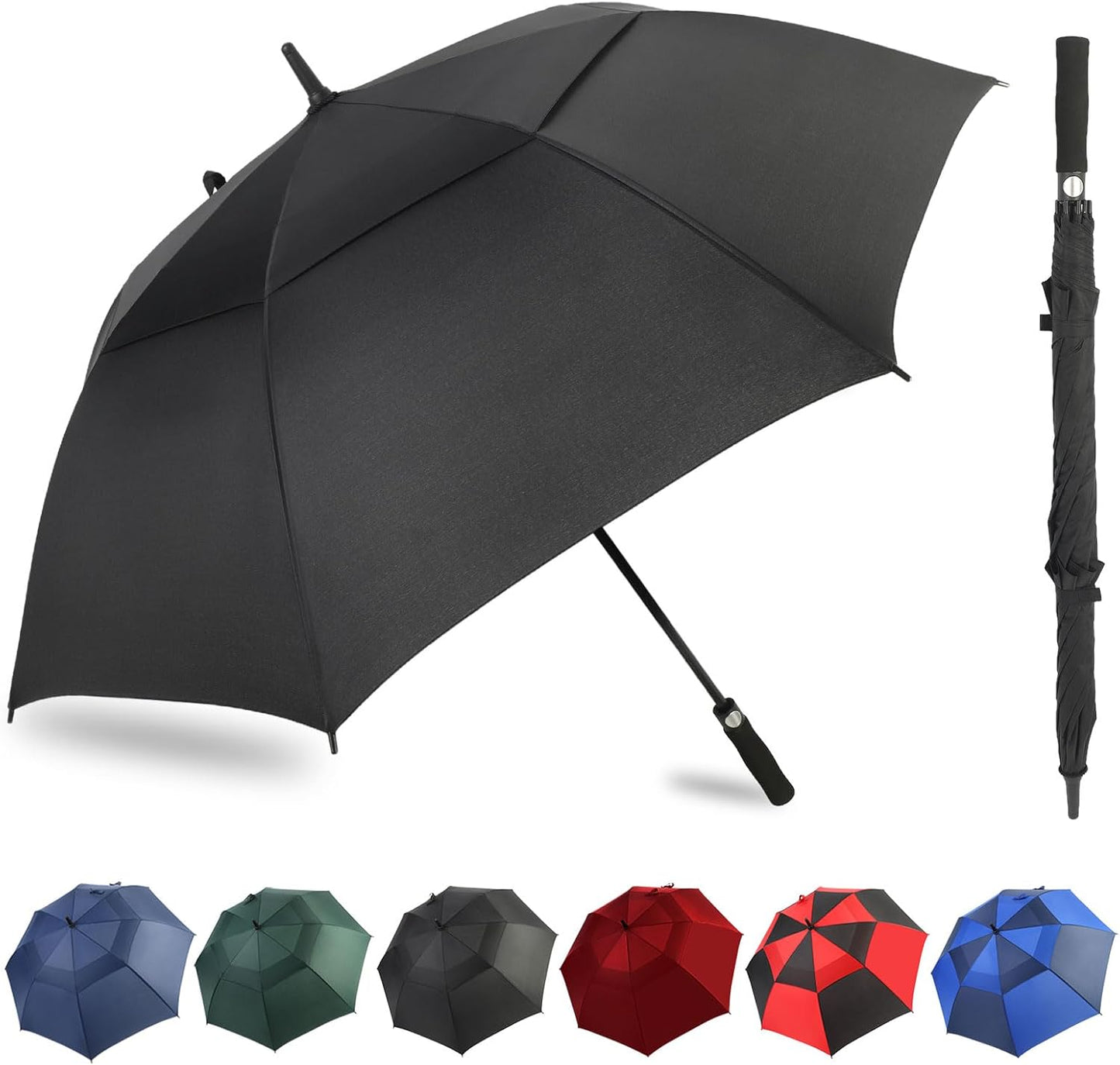 ZDSSM Automatic Open Golf Umbrella - Extra Large 54/62/68/72 Inch Windproof & Waterproof Double Canopy