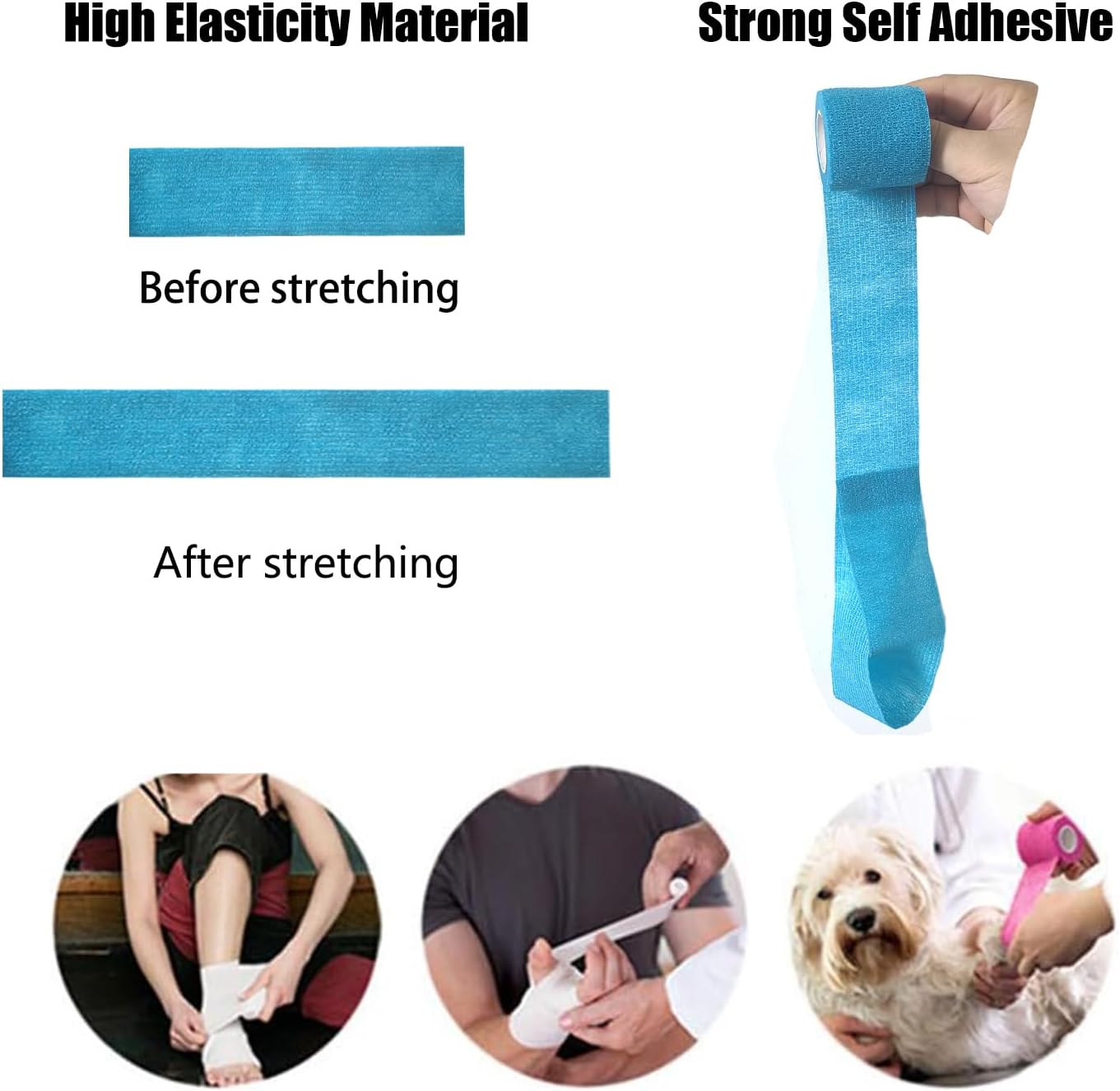 Skiennix Self-Adhesive Cohesive Bandage Tape - 6 Pack of 2-Inch Stretch Athletic Wraps in Mixed Colors