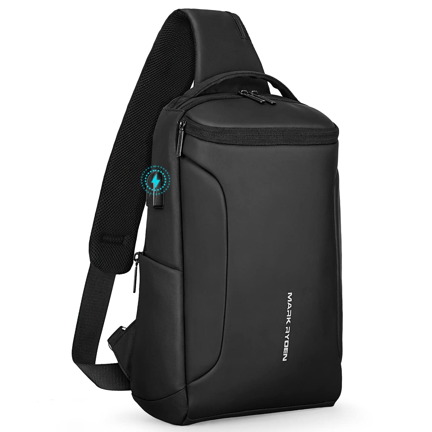 MARK RYDEN Sling Backpack Men, Waterproof Shoulder Bag with USB Charging Port and Adjustable Strap, Holds 9.7 Inch ipad, Sling Bag for Traveling, Sporting, Cycling, Daily